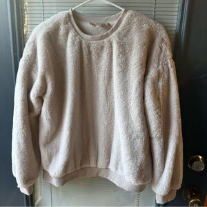 Philosophy medium baby pink fuzzy fluffy cozy faux fur sweatshirt pullover